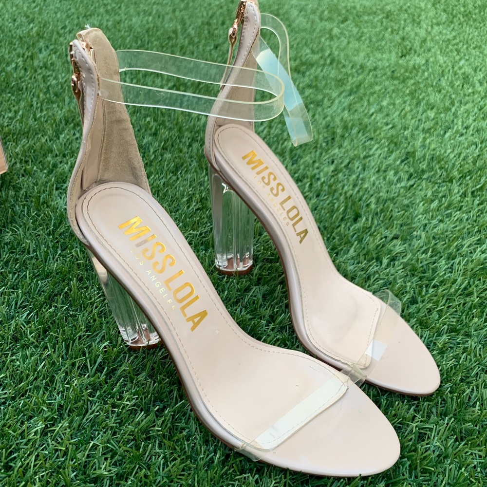 Miss Lola Clear Stappy Heels